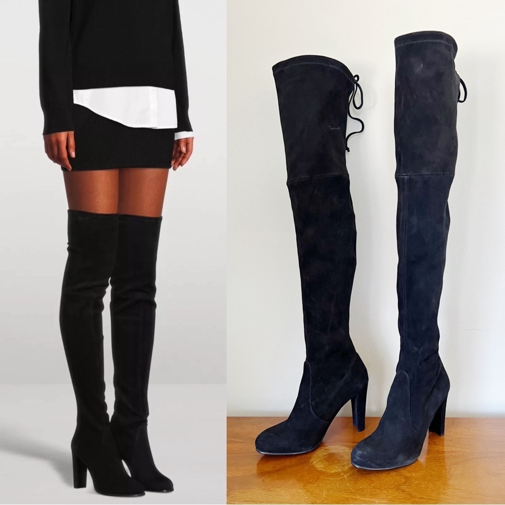 Stuart Weitzman • Highland Boot over the knee thigh high black suede heeled